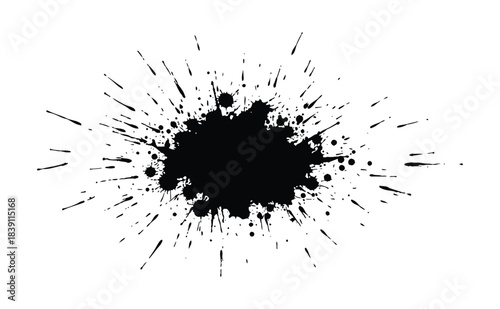 Dramatic black ink splash explosion isolated on a clean white background
