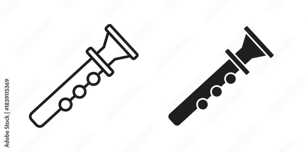 Obraz premium Flute icons, Line vector. solid symbol set