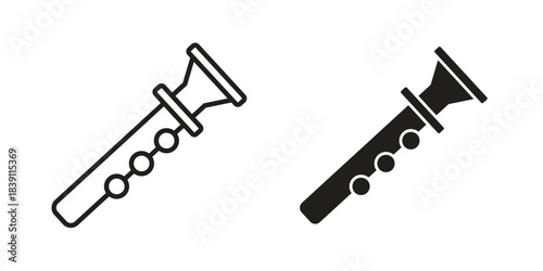 Flute icons, Line vector. solid symbol set