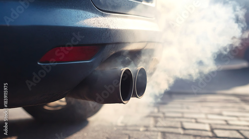 Car exhaust fumes pollute the air, impacting environmental health. Tailpipe emissions, a concern for urban air quality, highlight the need for sustainable transportation solutions.