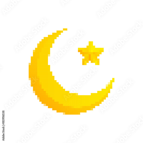 islam crescent moon in pixel art