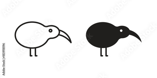 Kiwi bird icons, Line vector. solid symbol set