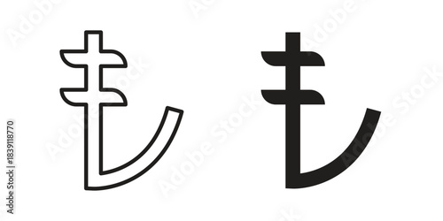 Lira sign icons, Line vector. solid symbol set