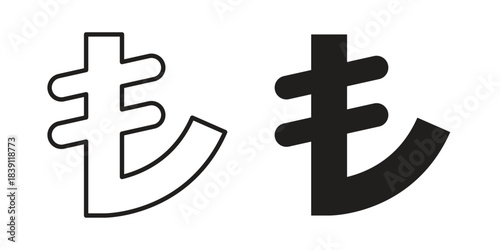 Lira sign icons, Line vector. solid symbol set