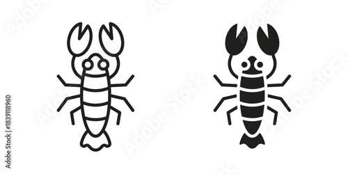 Lobster icons, Line vector. solid symbol set
