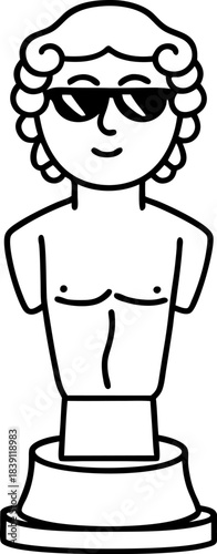 Cool classical statue with sunglasses minimalist line art of ancient sculpture character