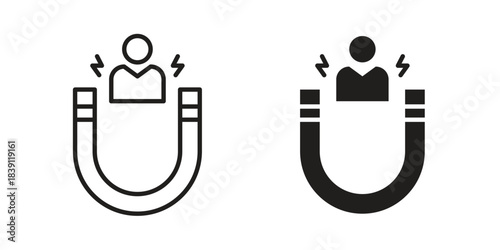 Magnet user icons, Line vector. solid symbol set