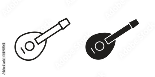 Mandolin icons, Line vector. solid symbol set