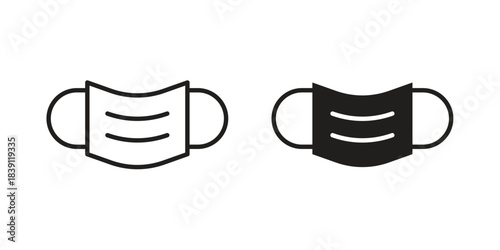 Mask face icons, Line vector. solid symbol set