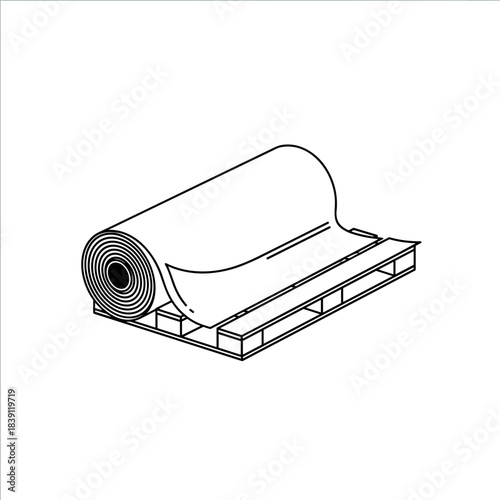 Flat pseudo-vector illustration. Pallet film. Logistics and delivery concept.    