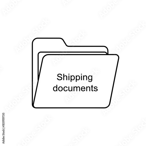 Shipping documents folder in simple line art design. Logistics and delivery concept.    