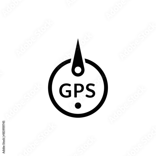 GPS navigation icon with arrow and circular design. Logistics and delivery concept.    
