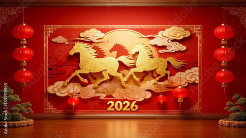 Background image for the Year of the Horse Spring Festival
