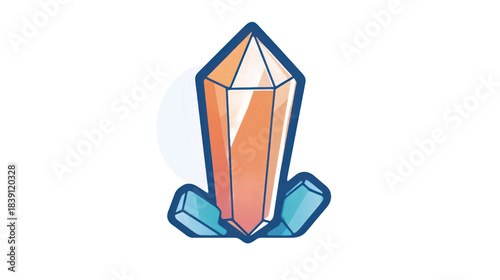 Orange crystal illustration with blue accents and transparent background
