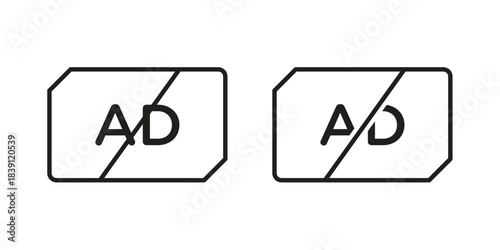 No audio description icons, Line vector. solid symbol set