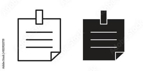 Note sticky icons, Line vector. solid symbol set
