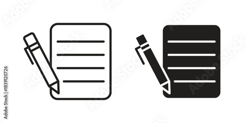 Note icons, Line vector. solid symbol set