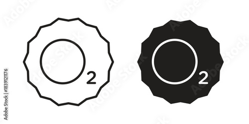 Oxygen O2 icons, Line vector. solid symbol set