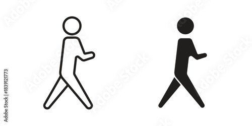 Person walking icons, Line vector. solid symbol set