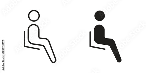 Person seat icons, Line vector. solid symbol set