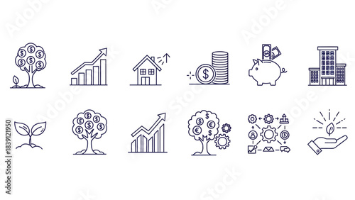 Vector set of ecology icons for home and environmental design