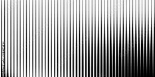 Halftone gradation stripes. Thin repeating line pattern with tonal fade. Minimalist linear backdrop for print layout and graphic use.