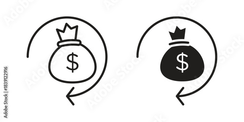 Refund icons, Line vector. solid symbol set