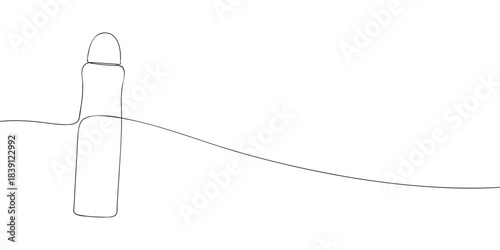 A simple line art illustration of a roll-on deodorant bottle with a rounded cap and a tall cylindrical body