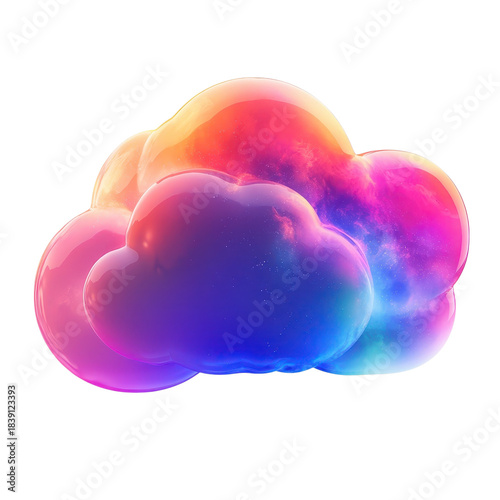 Rainbow Cloud in Vibrant Gradient with Soft Lighting on Transparent Background for Digital Art isolated on transparent background