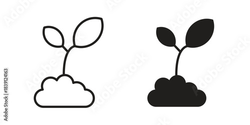 Seedling icons, Line vector. solid symbol set