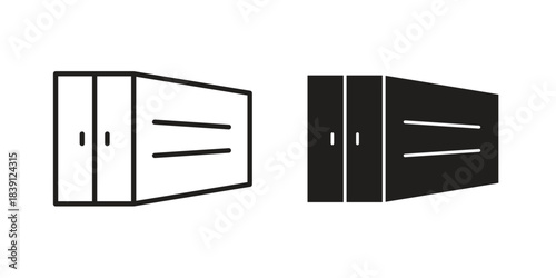 Shipping Container icons, Line vector. solid symbol set