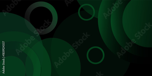 Abstract dark green circle geometric background. Simple overlap circle shapes pattern. Eps10 vector