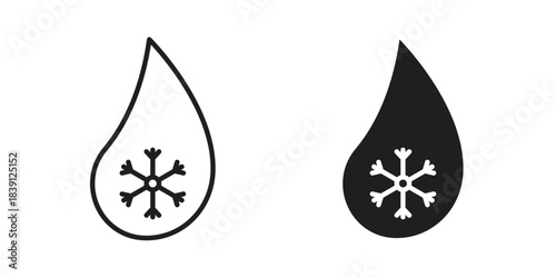 Snowflake droplets icons, Line vector. solid symbol set