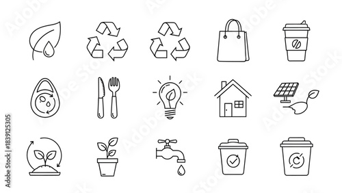 Vector set of garbage icons illustration