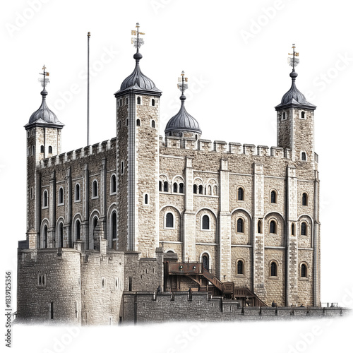 Wallpaper Mural Tower of London isolated on transparent background. PNG Torontodigital.ca