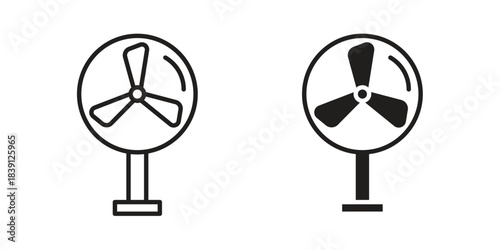 Table Fan icons, Line vector. solid symbol set