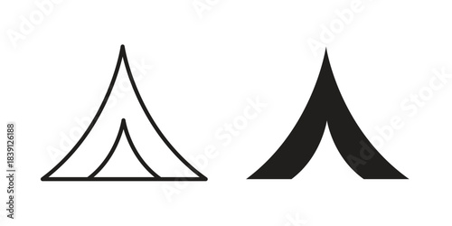 Tent icons, Line vector. solid symbol set
