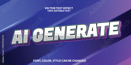 Editable AI Generate text effect with modern digital technology styling, futuristic shapes, and clean typography. Suitable for headlines, banners, social media taglines, app promotions, tech campaigns