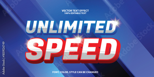 Vector Text  Unlimieted Speed text effect with fast digital styling, motion lines, and bold energetic lettering. Great for internet provider ads, web banners, fast service promotions