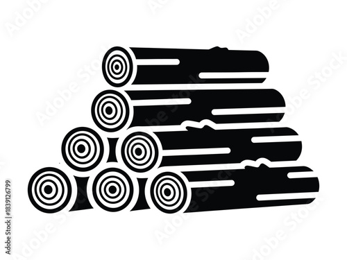 Stack of Firewood Silhouette logs pile