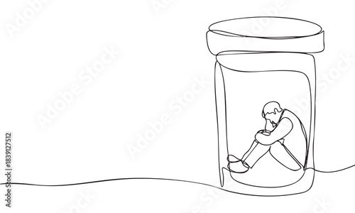 Feeling Trapped by Medication A Continuous Line Drawing