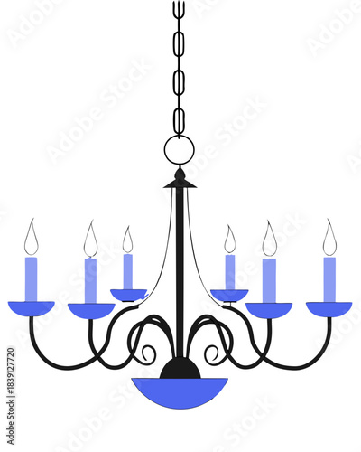 Chandelier Lighting Fixture Candles Blue Black Vector Illustration
