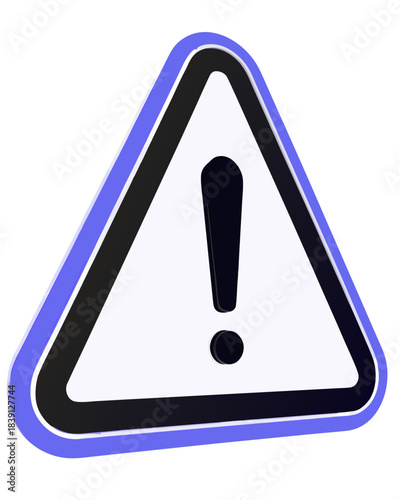
Warning Sign Exclamation Mark Triangle Purple Blue 3D Icon Illustration


