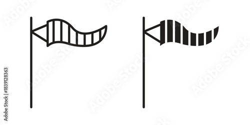 Windsock icons, Line vector. solid symbol set