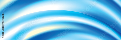 Abstract light blue liquid flowing elegant waves banner design. Smooth silk wavy header background. Vector tech illustration