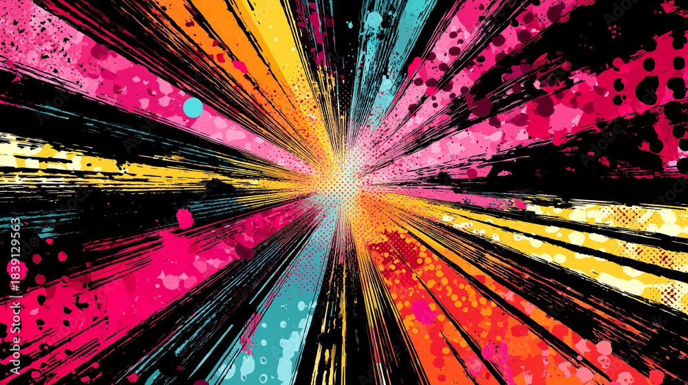 Obraz premium 爆発的な光の集中と放射線