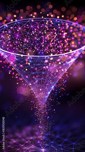 Exploring a mesmerizing digital vortex filled with colorful lights and sparkling energy