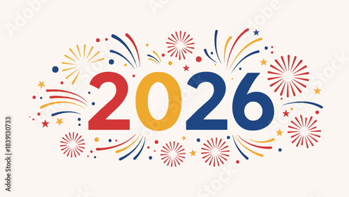New Year Celebration 2026, Colorful Fireworks, Festive Event, Digital Art, Joyful Atmosphere, Vibrant Viewpoint, Celebration Concept