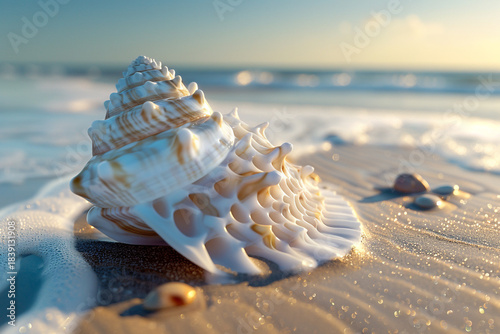 Detailed Shell Texture on Sandy Shoreline