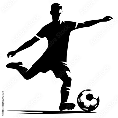 Soccer Athlete Power Kick Action Vector Illustration
